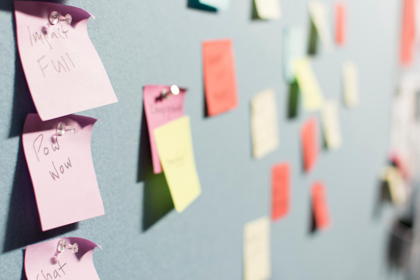Post-it på væg