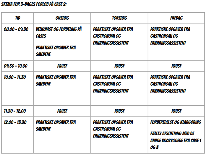 introkurser Case 2 skema 3-dags